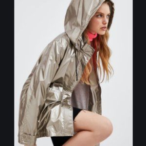 Zara TRF Metallic Raincoat with Hood